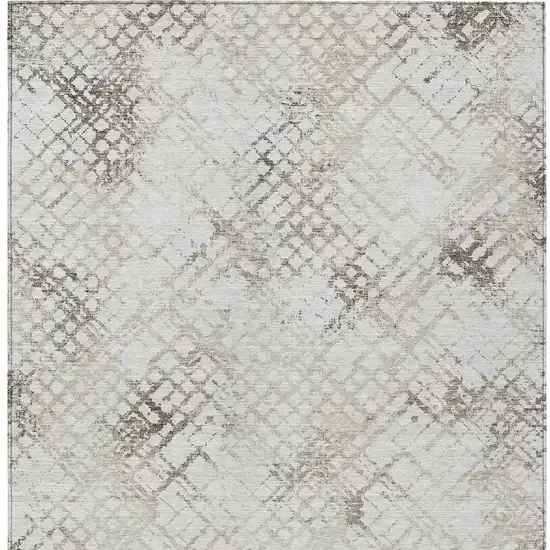 Taupe Beige And Brown Geometric Washable Indoor Outdoor Area Rug Photo 7