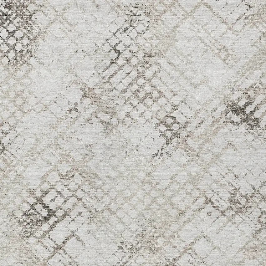 Taupe Beige And Brown Geometric Washable Indoor Outdoor Area Rug Photo 6