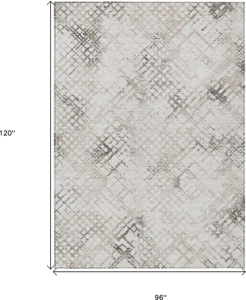 Taupe Beige And Brown Geometric Washable Indoor Outdoor Area Rug Photo 3