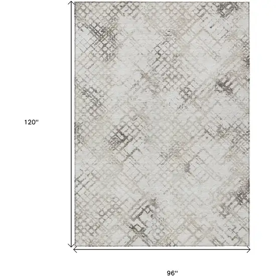 Taupe Beige And Brown Geometric Washable Indoor Outdoor Area Rug Photo 3