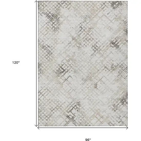 Taupe Beige And Brown Geometric Washable Indoor Outdoor Area Rug Photo 3