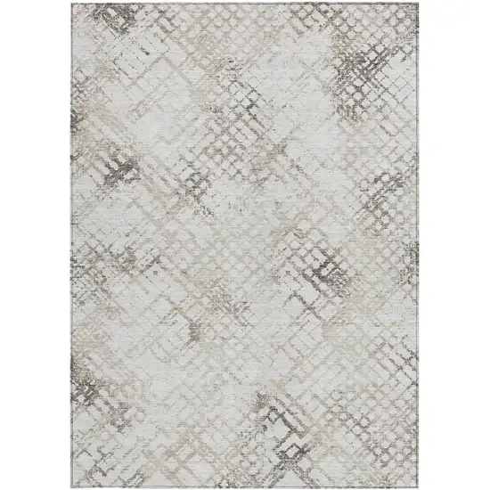 Taupe Beige And Brown Geometric Washable Indoor Outdoor Area Rug Photo 6
