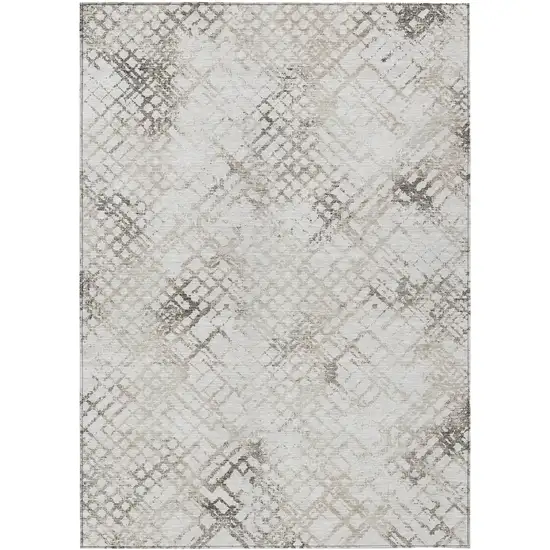 Taupe Beige And Brown Geometric Washable Indoor Outdoor Area Rug Photo 2