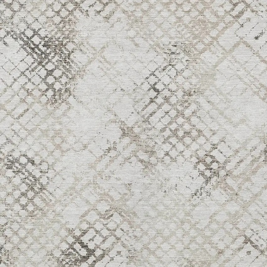 Taupe Beige And Brown Geometric Washable Indoor Outdoor Area Rug Photo 6