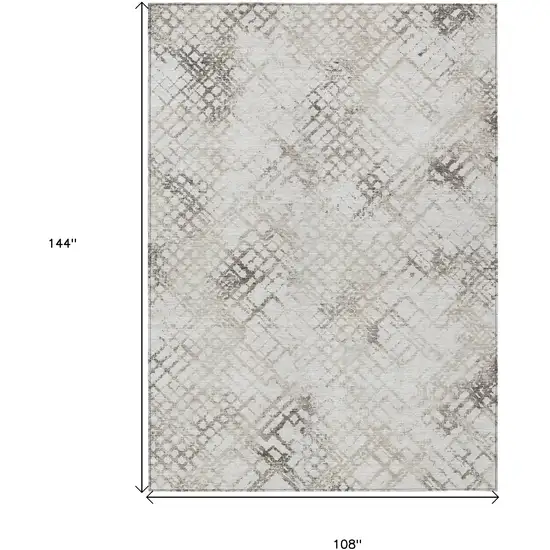 Taupe Beige And Brown Geometric Washable Indoor Outdoor Area Rug Photo 3
