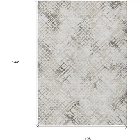 Taupe Beige And Brown Geometric Washable Indoor Outdoor Area Rug Photo 3