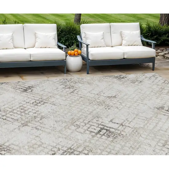 Taupe Beige And Brown Geometric Washable Indoor Outdoor Area Rug Photo 1