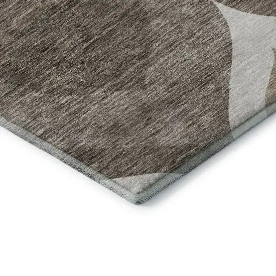 Taupe Beige And Brown Ogee Washable Area Rug With UV Protection Photo 8