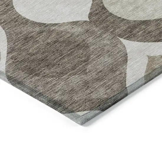 Taupe Beige And Brown Ogee Washable Indoor Outdoor Area Rug Photo 3