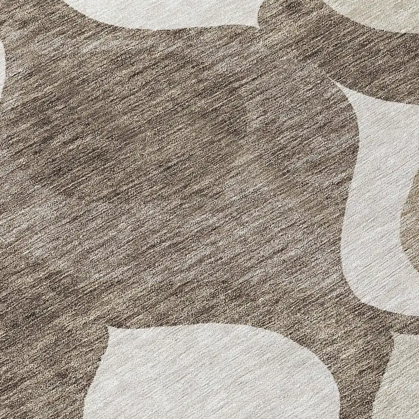 Taupe Beige And Brown Ogee Washable Indoor Outdoor Area Rug Photo 4