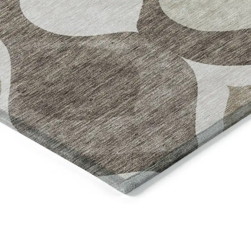 Taupe Beige And Brown Ogee Washable Indoor Outdoor Area Rug Photo 3