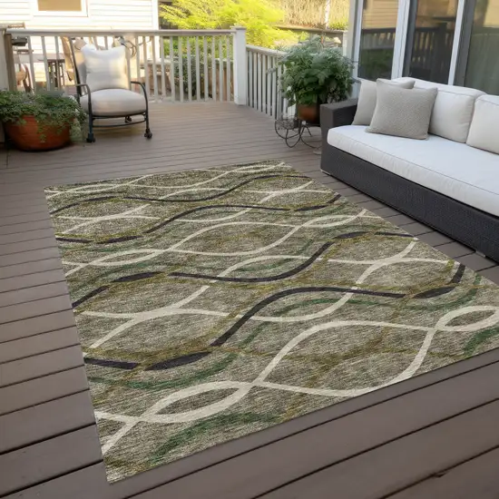 Taupe Beige And Charcoal Abstract Washable Indoor Outdoor Area Rug Photo 9