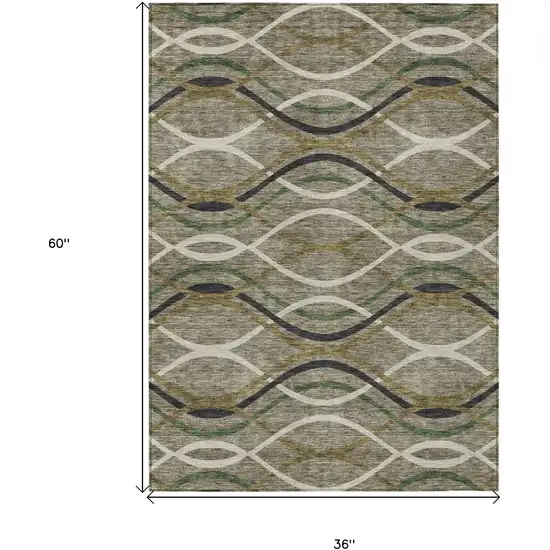 Taupe Beige And Charcoal Abstract Washable Indoor Outdoor Area Rug Photo 7