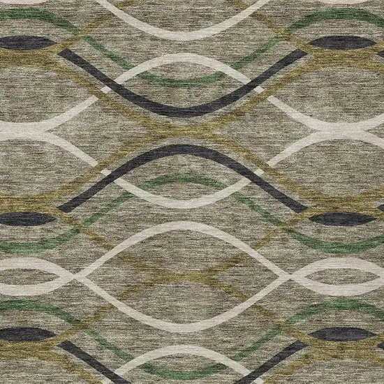 Taupe Beige And Charcoal Abstract Washable Indoor Outdoor Area Rug Photo 4