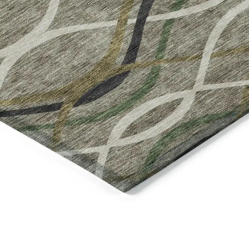 Taupe Beige And Charcoal Abstract Washable Indoor Outdoor Area Rug Photo 3