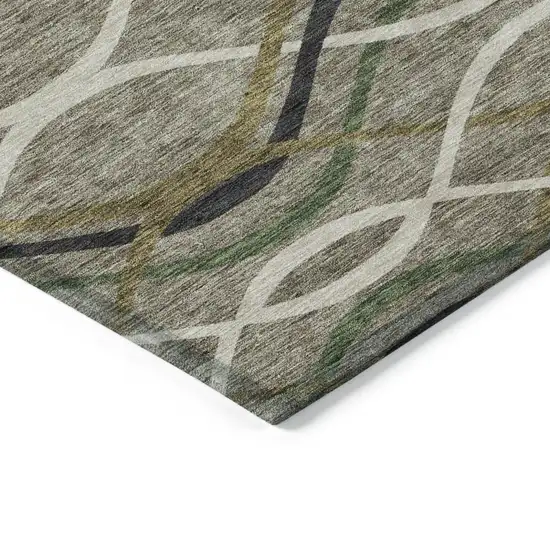 Taupe Beige And Charcoal Abstract Washable Indoor Outdoor Area Rug Photo 3