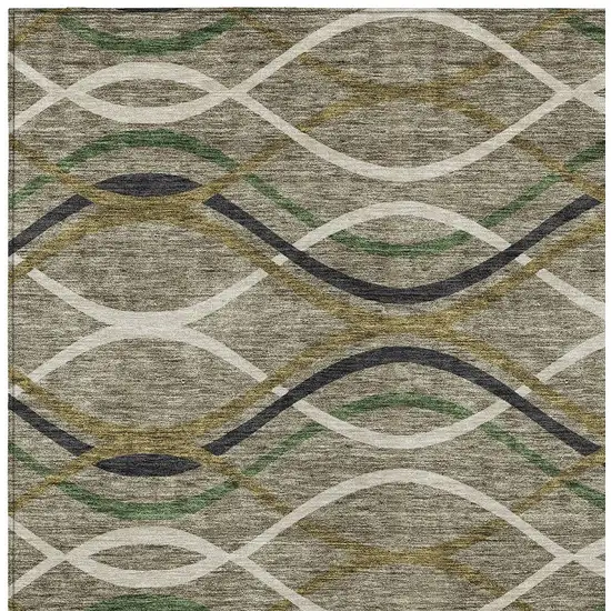 Taupe Beige And Charcoal Abstract Washable Indoor Outdoor Area Rug Photo 4