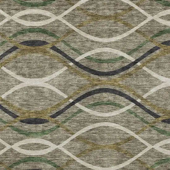 Taupe Beige And Charcoal Abstract Washable Indoor Outdoor Area Rug Photo 5