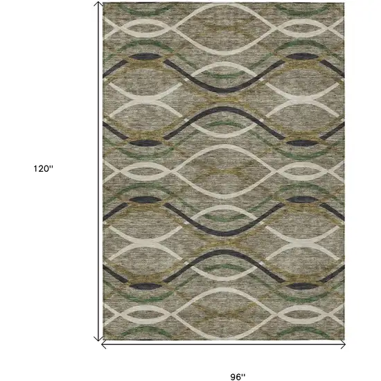 Taupe Beige And Charcoal Abstract Washable Indoor Outdoor Area Rug Photo 7