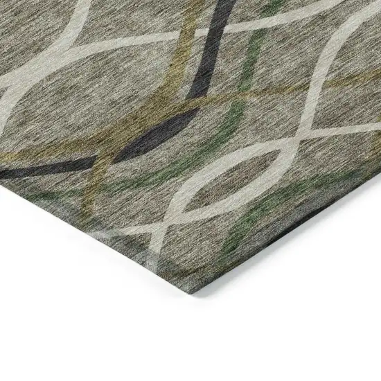 Taupe Beige And Charcoal Abstract Washable Indoor Outdoor Area Rug Photo 3