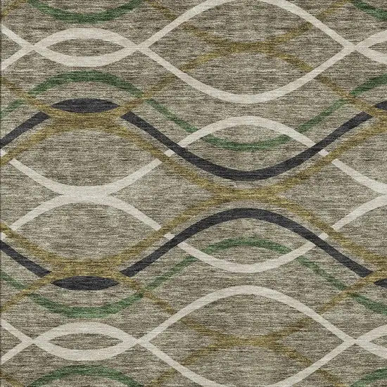 Taupe Beige And Charcoal Abstract Washable Indoor Outdoor Area Rug Photo 4