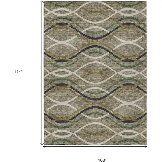 Taupe Beige And Charcoal Abstract Washable Indoor Outdoor Area Rug Photo 7