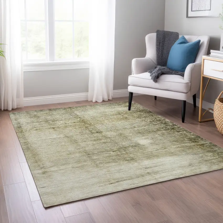 Taupe Beige And Chocolate Abstract Washable Indoor Outdoor Area Rug Photo 7