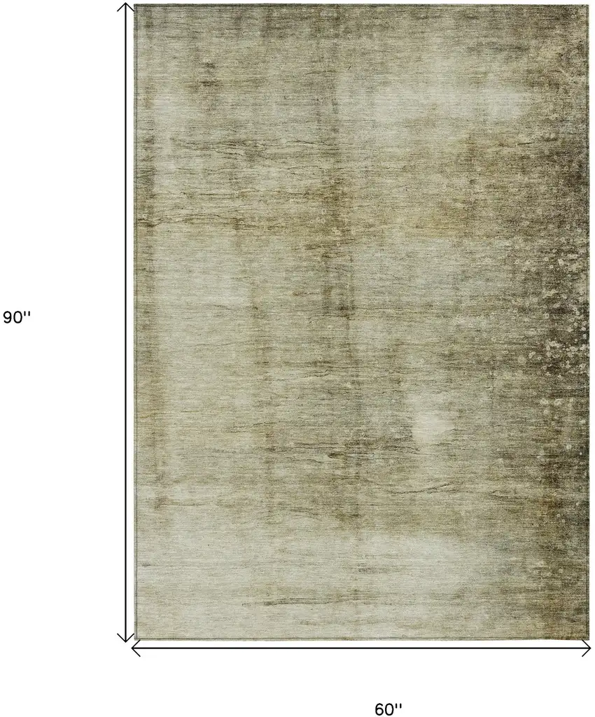 Taupe Beige And Chocolate Abstract Washable Indoor Outdoor Area Rug Photo 3