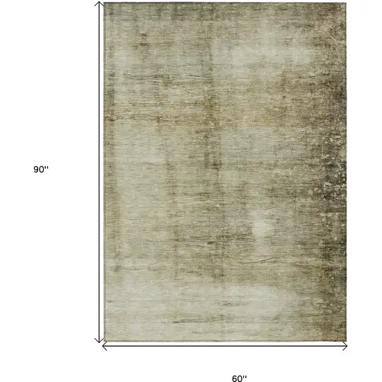 Taupe Beige And Chocolate Abstract Washable Indoor Outdoor Area Rug Photo 3