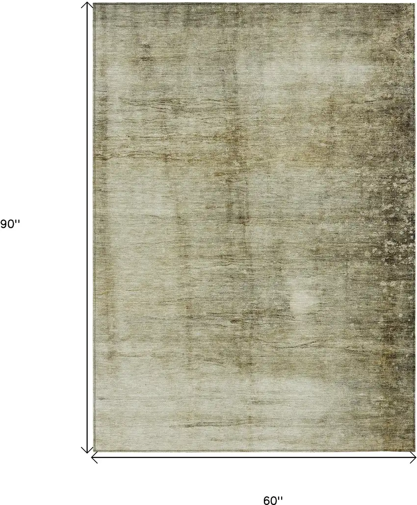 Taupe Beige And Chocolate Abstract Washable Indoor Outdoor Area Rug Photo 3