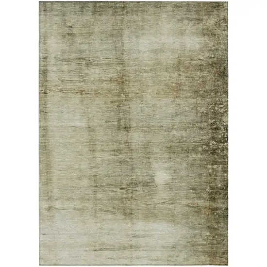 Taupe Beige And Chocolate Abstract Washable Indoor Outdoor Area Rug Photo 2