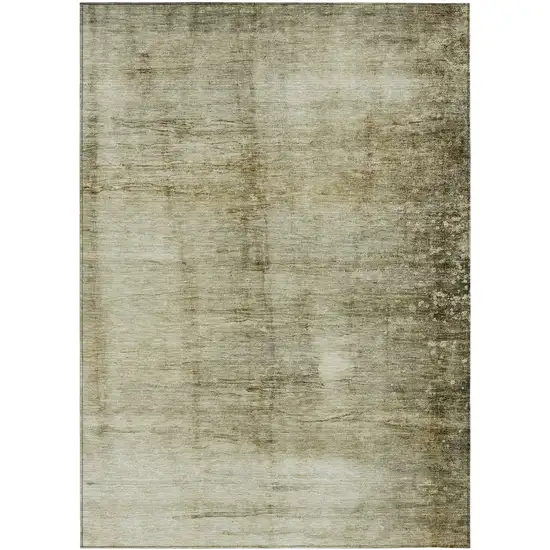 Taupe Beige And Chocolate Abstract Washable Indoor Outdoor Area Rug Photo 2