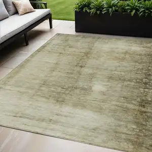 Photo of Taupe Beige And Chocolate Abstract Washable Indoor Outdoor Area Rug