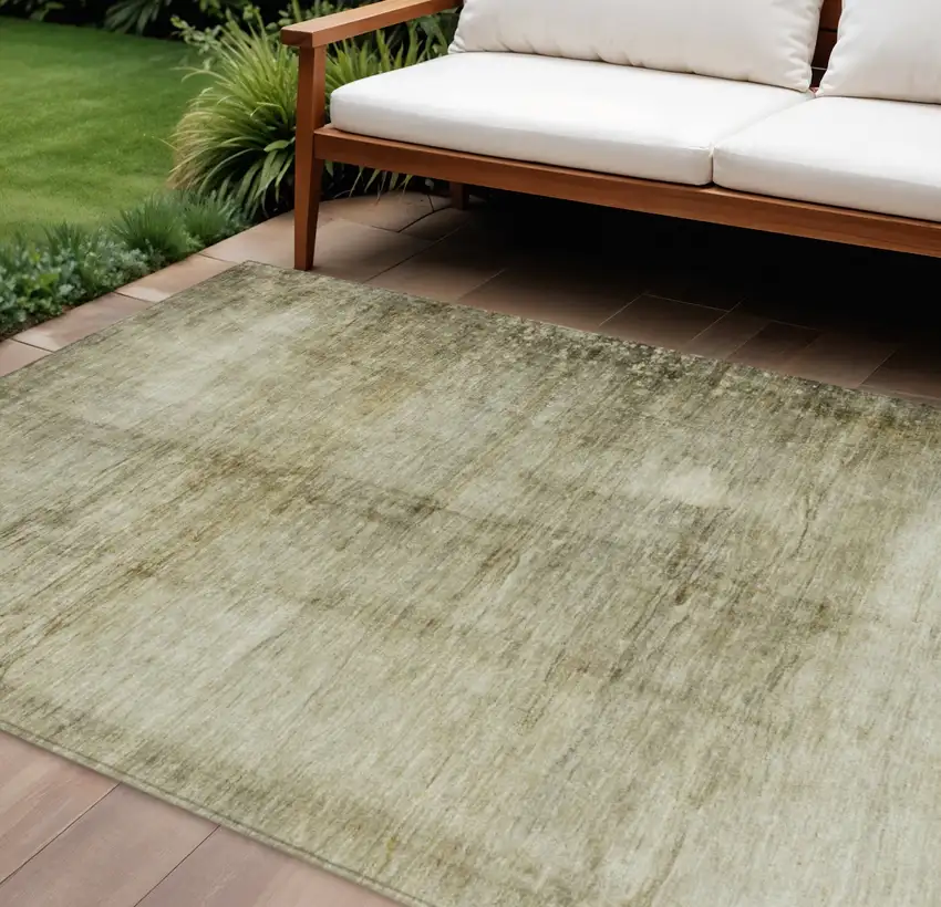 Taupe Beige And Chocolate Abstract Washable Indoor Outdoor Area Rug Photo 1