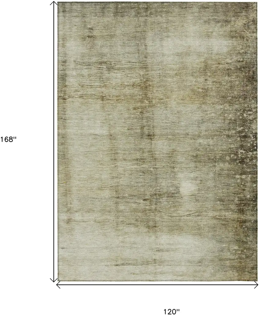 Taupe Beige And Chocolate Abstract Washable Indoor Outdoor Area Rug Photo 3