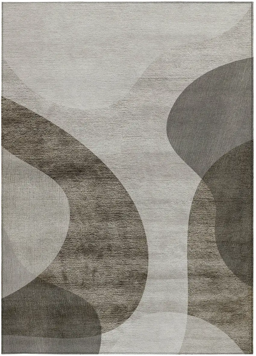 Taupe Beige And Chocolate Abstract Washable Indoor Outdoor Area Rug Photo 6