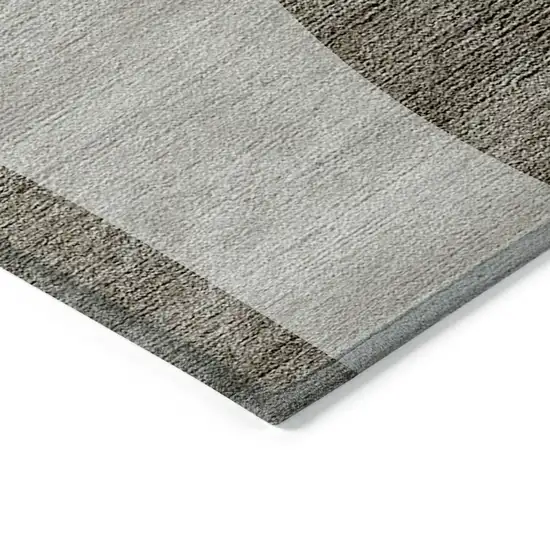 Taupe Beige And Chocolate Abstract Washable Indoor Outdoor Area Rug Photo 4