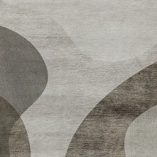 Taupe Beige And Chocolate Abstract Washable Indoor Outdoor Area Rug Photo 5