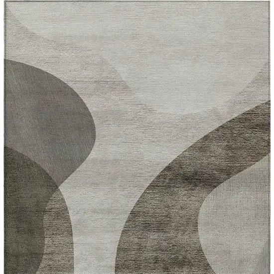 Taupe Beige And Chocolate Abstract Washable Indoor Outdoor Area Rug Photo 5