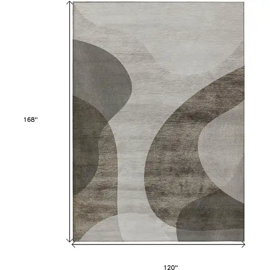 Taupe Beige And Chocolate Abstract Washable Indoor Outdoor Area Rug Photo 3