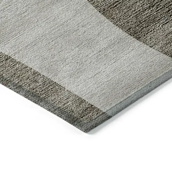 Taupe Beige And Chocolate Abstract Washable Indoor Outdoor Area Rug Photo 4