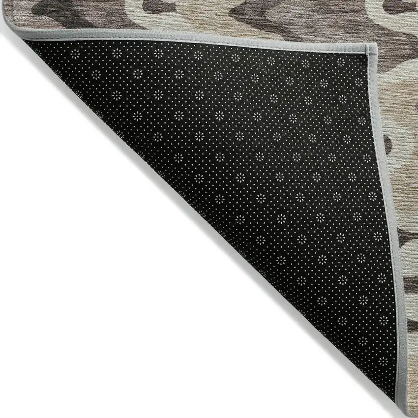 Taupe Beige And Chocolate Abstract Washable Indoor Outdoor Area Rug Photo 3