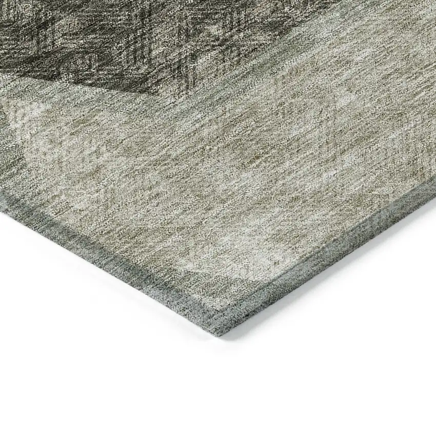 Taupe Beige And Chocolate Geometric Washable Indoor Outdoor Area Rug Photo 5