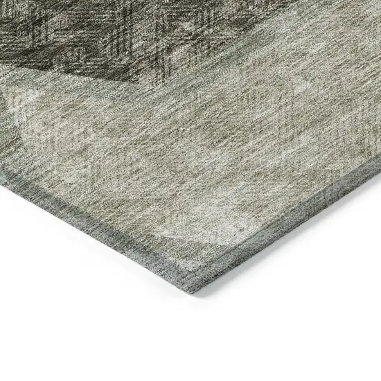 Taupe Beige And Chocolate Geometric Washable Indoor Outdoor Area Rug Photo 5