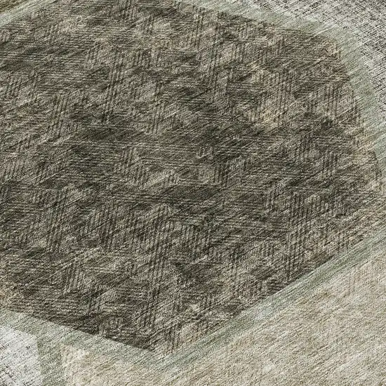 Taupe Beige And Chocolate Geometric Washable Indoor Outdoor Area Rug Photo 6