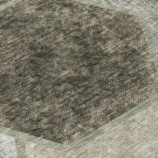 Taupe Beige And Chocolate Geometric Washable Indoor Outdoor Area Rug Photo 6