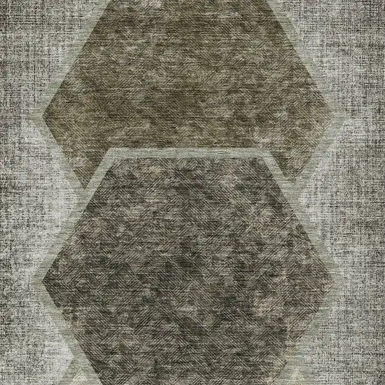 Taupe Beige And Chocolate Geometric Washable Indoor Outdoor Area Rug Photo 7