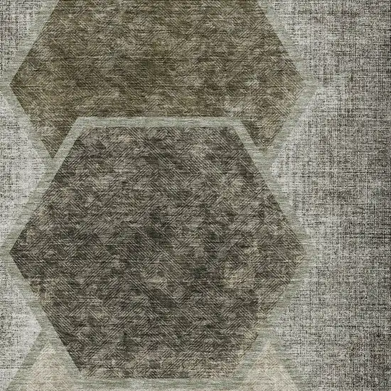 Taupe Beige And Chocolate Geometric Washable Indoor Outdoor Area Rug Photo 7