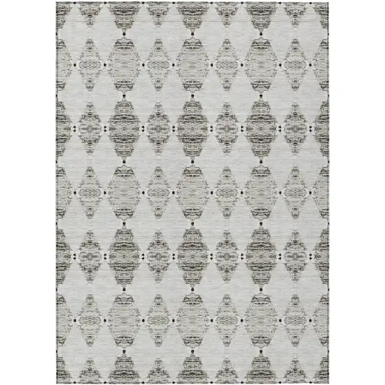 Taupe Beige And Coffee Moroccan Washable Indoor Outdoor Area Rug Photo 2