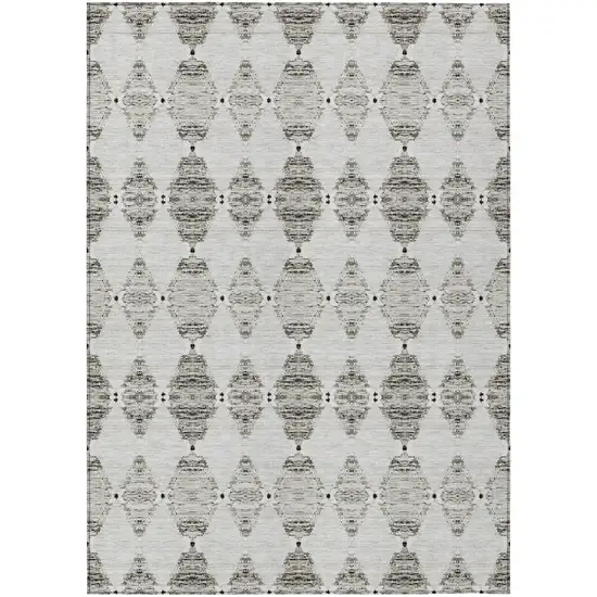 Taupe Beige And Coffee Moroccan Washable Indoor Outdoor Area Rug Photo 2